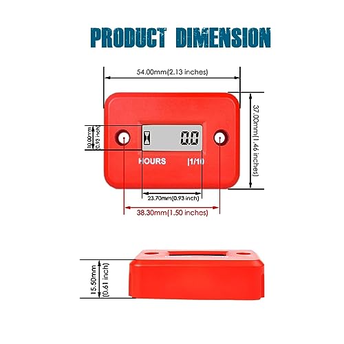 Runleader Digital LCD Maintenance Hour Meter for Small Engine, Waterproof Design, Applicable to Gas Engine Powered Lawn Mower Generator Motorcycle