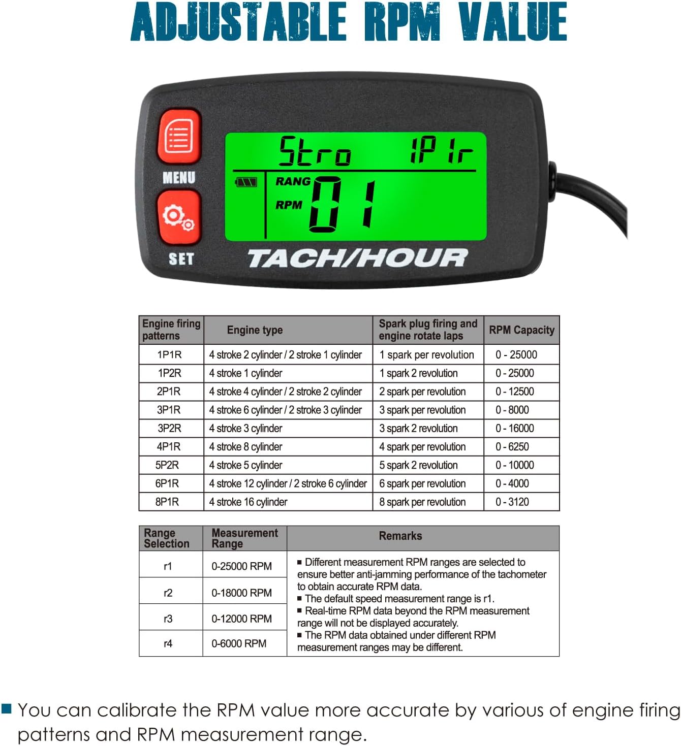 Runleader RL-HM032J Digital Tach/Hour Meter with Alligator Clip, Maintenance Reminder for Garden Tractor Generator Motorcycle Outboard Motor Chainsaw etc.