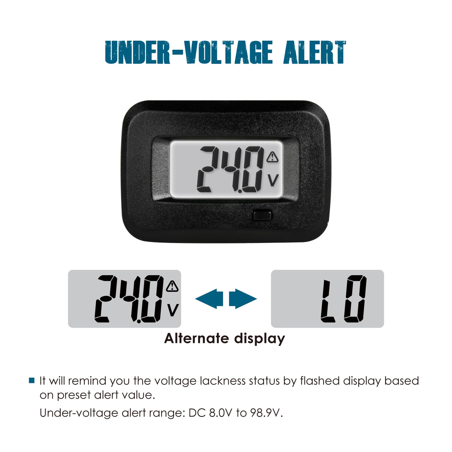 Runleader RL-BI019 Digital Voltage Meter Gauge DC 8V to 100V Over and Under Voltage Reminder for Club Car Forklift Scrubber Machine Snowmobile Car RV Trailer