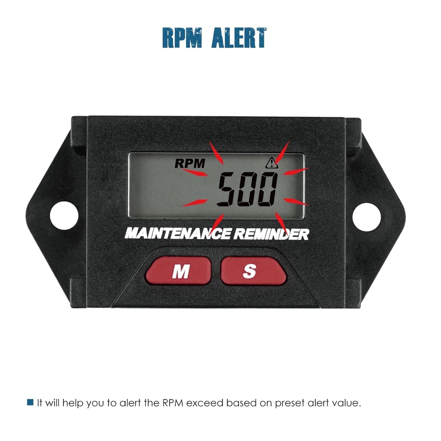 Runleader RL-HM059 Digital Self-Powered Hours Tachometer,Maintenance Reminder,RPM Alert,Dual Operating Systems,User Shutdown,Waterproof Design for Lawn Mower Tractor Generator Motorcycle ATV Snowmobile.