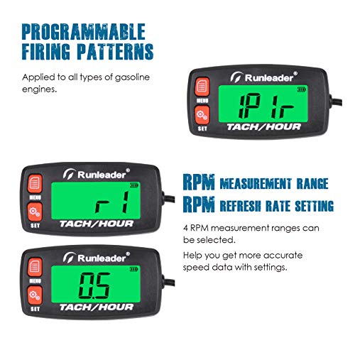 Runleader Gasoline Engine Hour Meter, Maintenance Tachometer for Riding Lawn Mower Tractor Generator Chainsaws Marine ATV Motorcycle Snowmobile