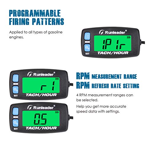 Runleader Gasoline Engine Hour Meter, Maintenance Tachometer for Riding Lawn Mower Tractor Generator Chainsaws Marine ATV Motorcycle Snowmobile