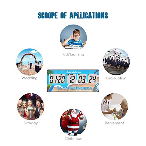 Runleader RL-HM202 Digital LCD Days Events Countdown Timer Count-up Tracking Start/Stop Button for Birthday Halloween Christmas Retirement Vocation Wedding