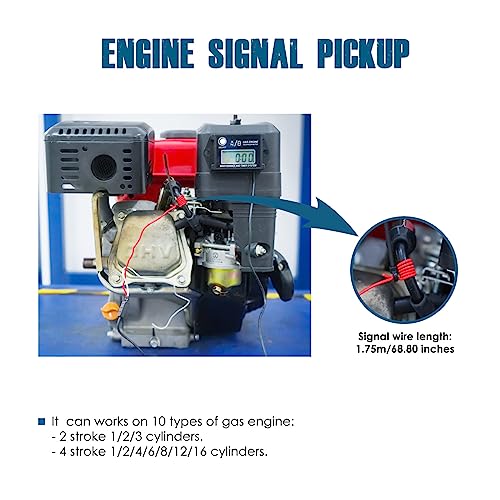 Runleader RL-HM026A Digital Hour Meter Tachometer Maintenance Reminde, Max RPM Recall Use for ZTR Lawn Mower Tractor Generator Marine Motor Motorcycle