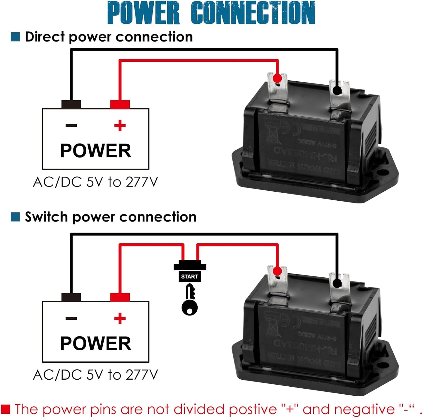 Runleader RL-HM063AD Digital Hours Counter,AC/DC 5V to 277V for Garden Tractor Generator Scooter Club Car Forklift Leaf Trimmer etc.