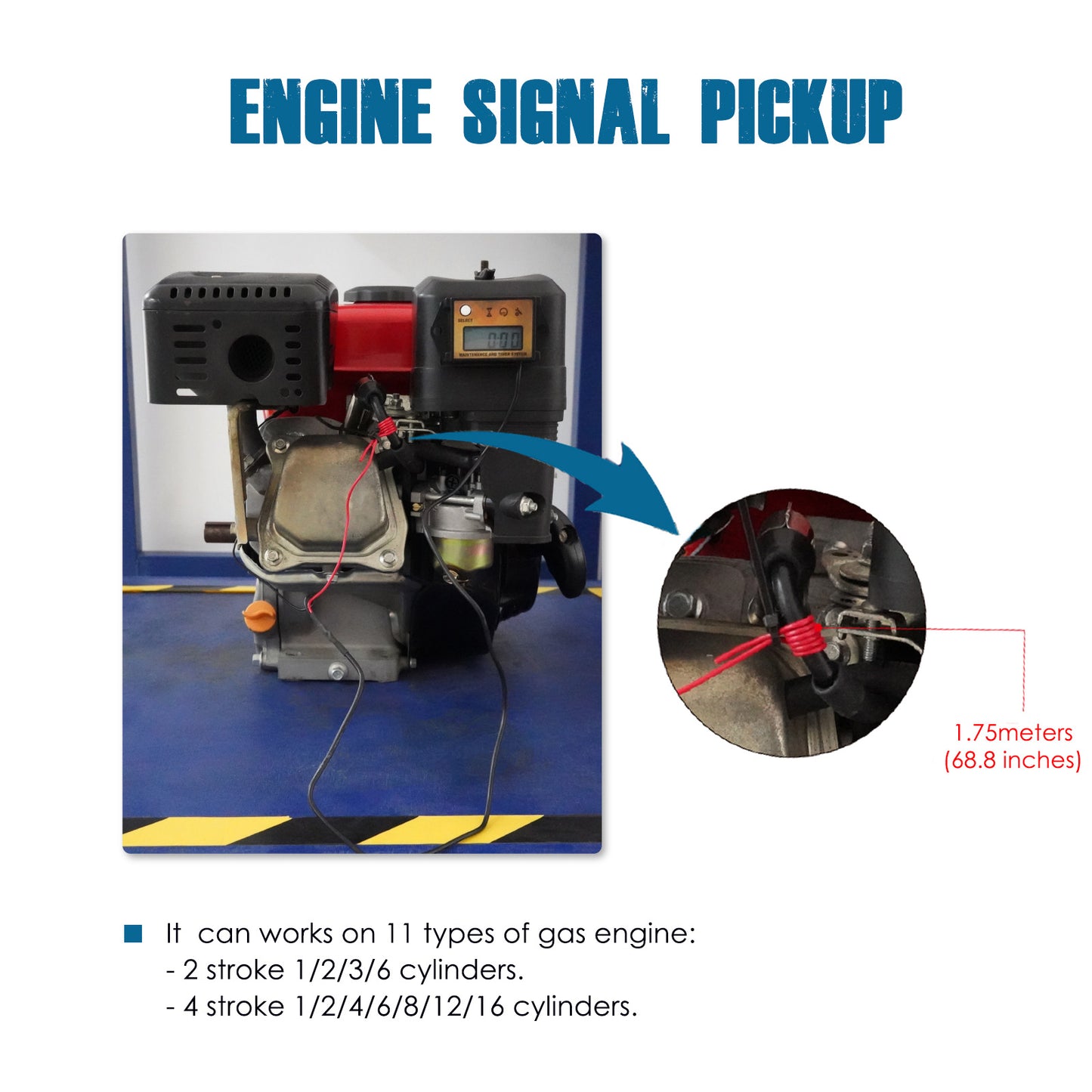 Runleader Small Engine Hour Meter, Digital Tachometer, Maintenance Reminder, Max RPM Recall User Shutdown for ZTR Lawn Mower Gas Powered Equipment