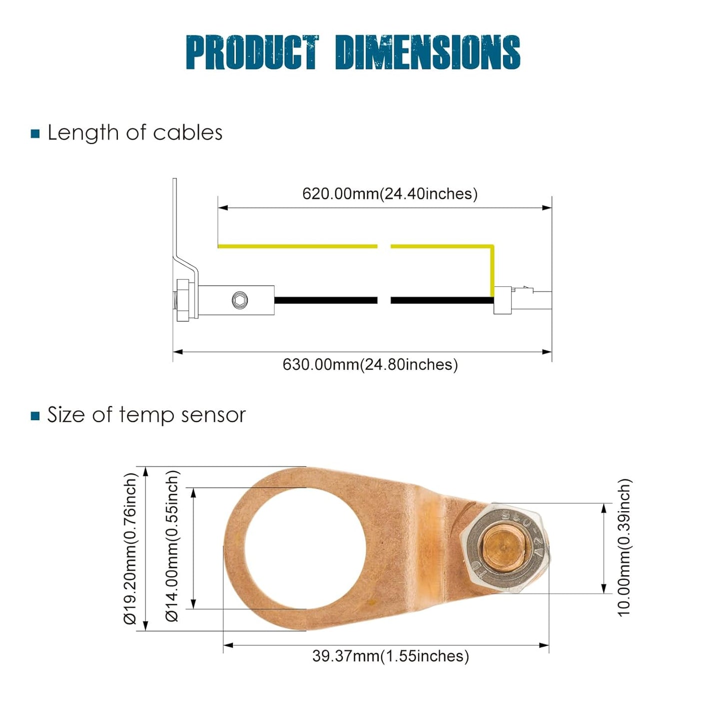 Runleader RL-TS002 Waterproof Temp Sensor -20°C~+300°C(-4°F~+572°F) for Lawn Mower ATV Motorcycle Tractor Cultivator Tiller Chipper Aerator
