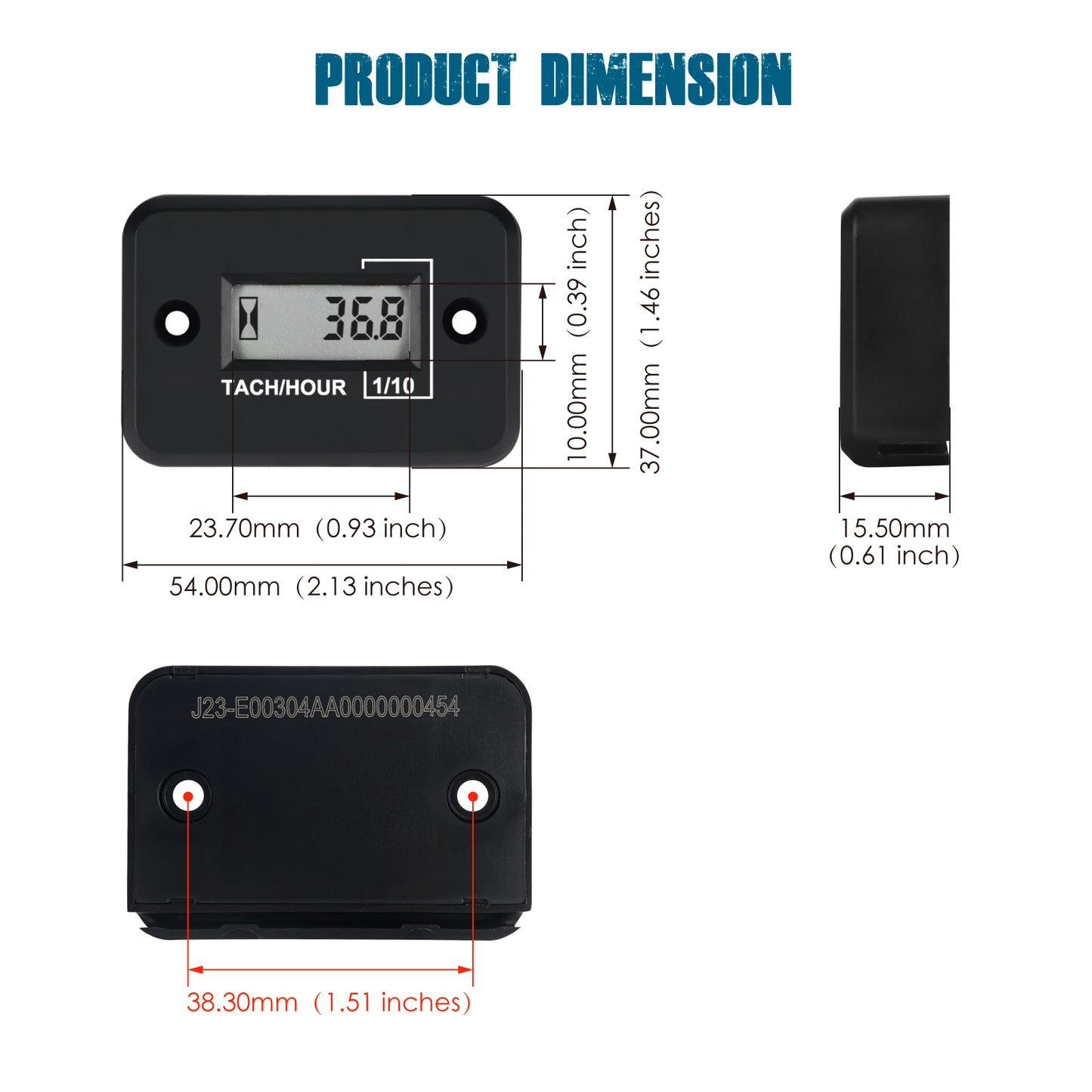 Runleader RL-HM012 Digital Mini Tach Hour Meter, TOT Hours Accumulate, Real-time RPM Display, Battery Operation for ZTR Lawn Mower Tractor Generator