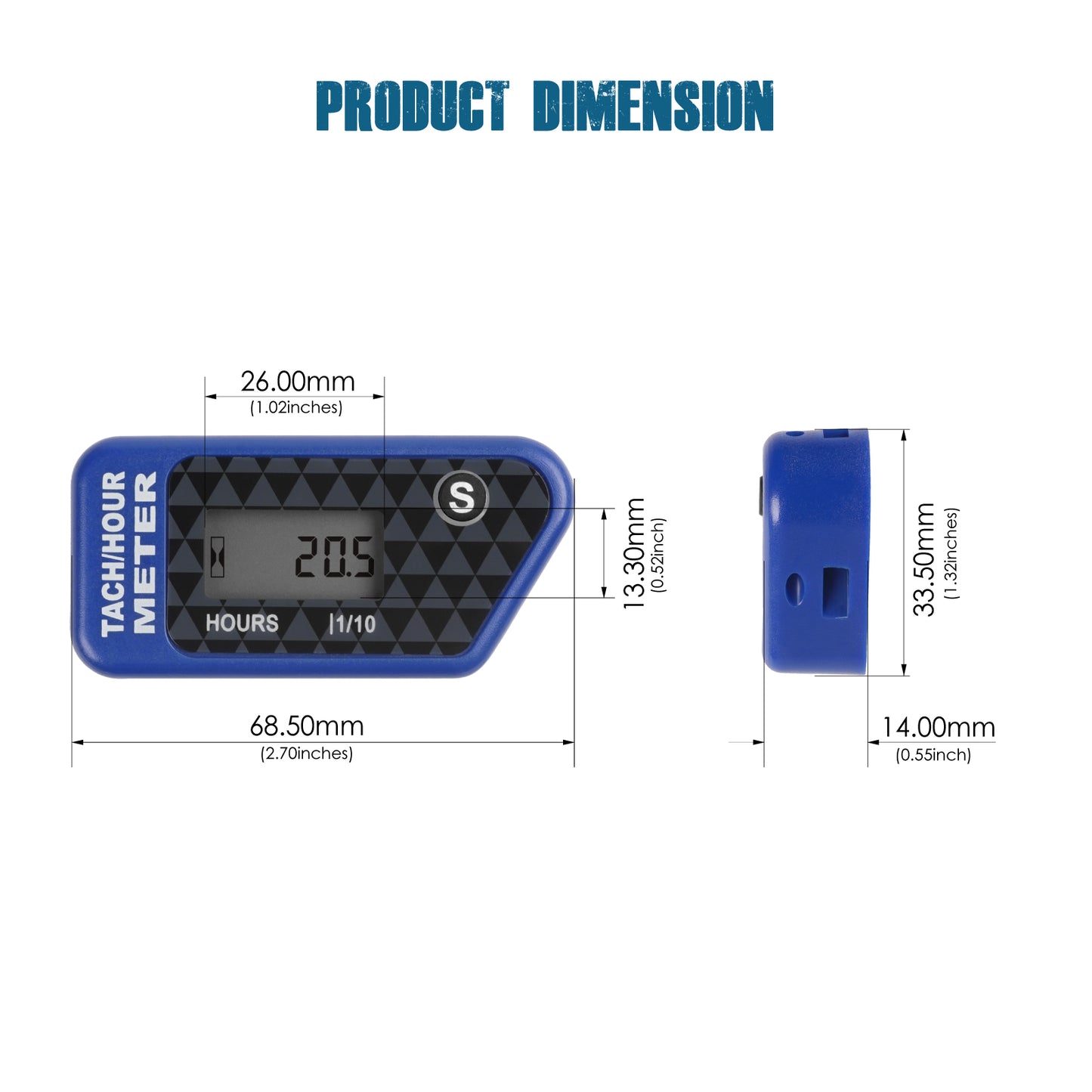Runleader Digital LCD Hours Tachometer, Hours & RPM Display, Waterproof Design, appliable to Lawn Mower Generator Compressor Motorcycle Chainsaw