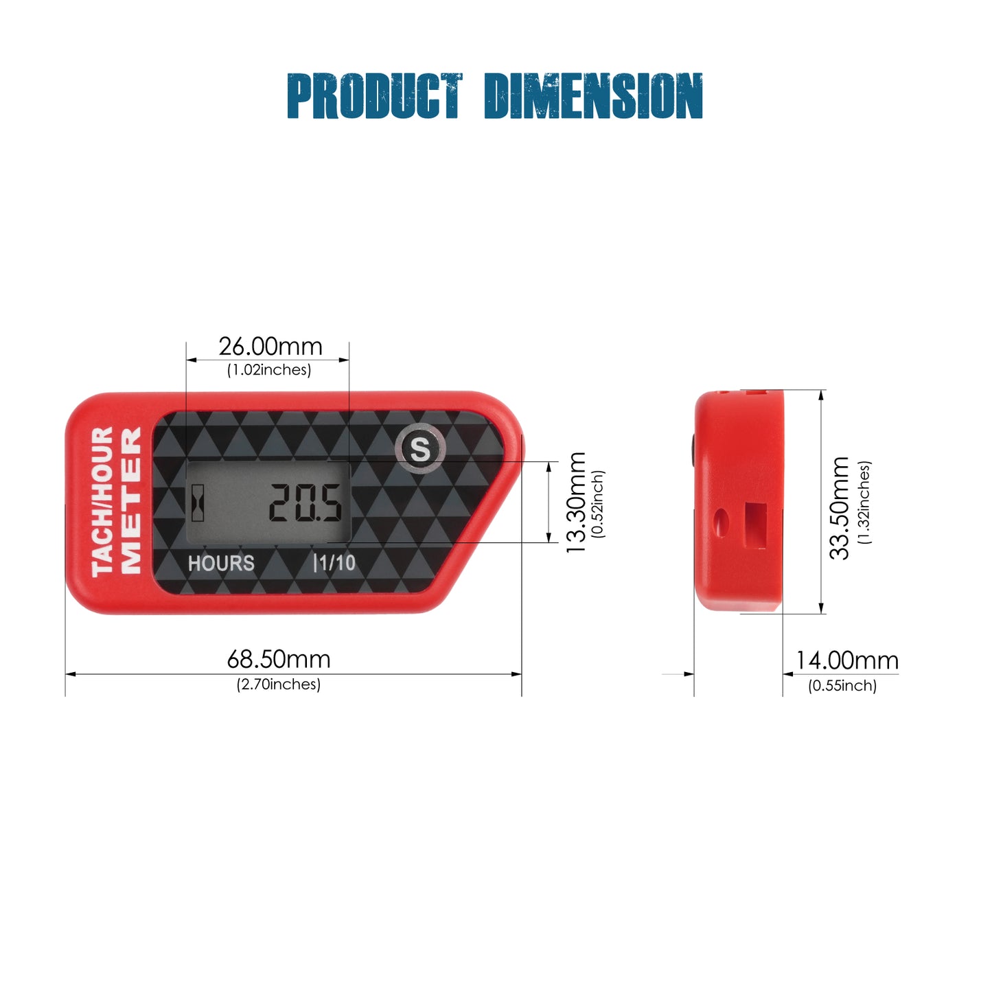Runleader Digital LCD Hours Tachometer, Hours & RPM Display, Waterproof Design, appliable to Lawn Mower Generator Compressor Motorcycle Chainsaw