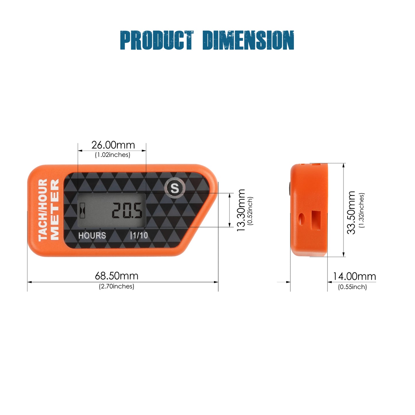 Runleader Digital LCD Hours Tachometer, Hours & RPM Display, Waterproof Design, appliable to Lawn Mower Generator Compressor Motorcycle Chainsaw