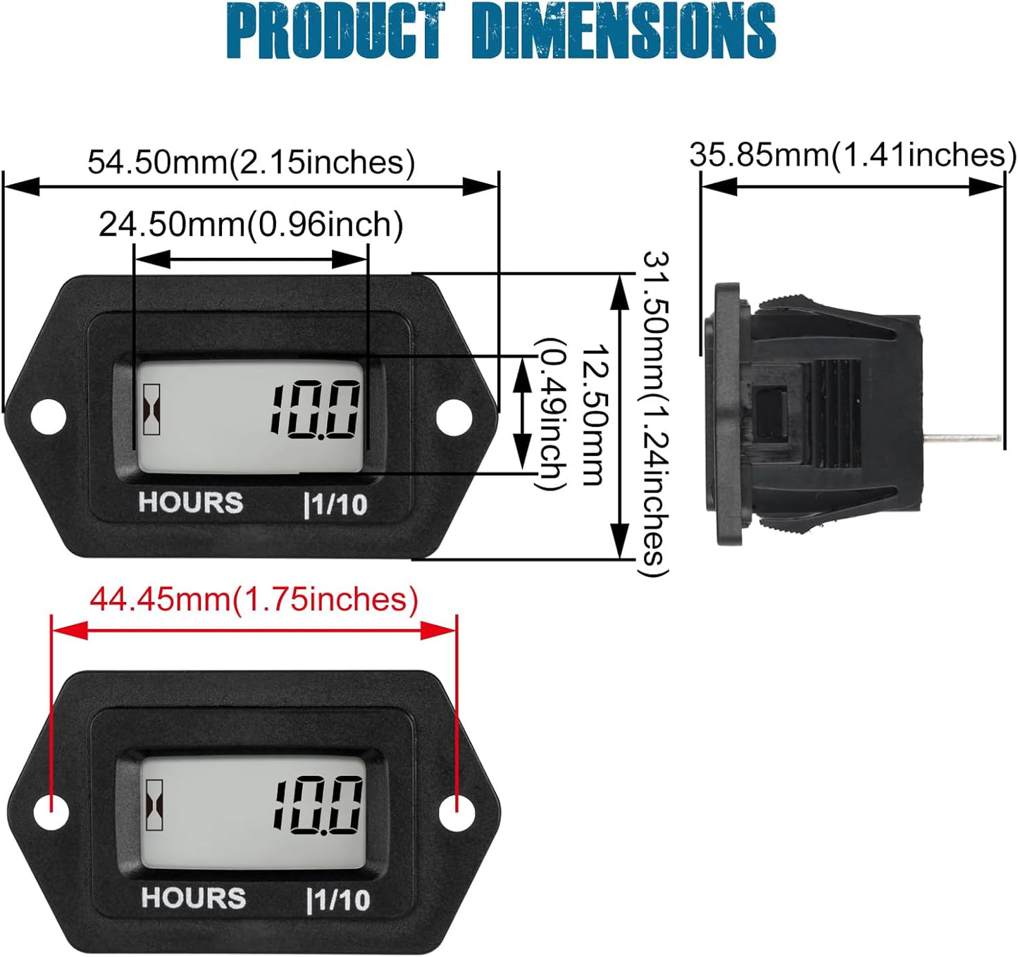 Runleader RL-HM063AD Digital Hours Counter,AC/DC 5V to 277V for Garden Tractor Generator Scooter Club Car Forklift Leaf Trimmer etc.