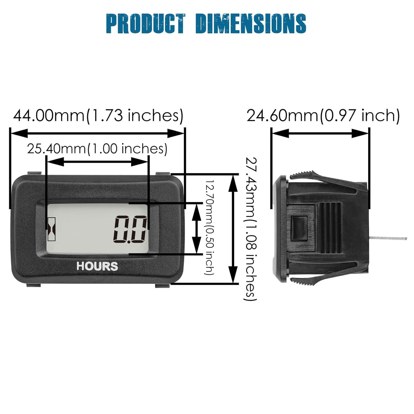 Runleader RL-HM057AD-1 Digital Hour Meter for Maintenance,AC/DC 5V to 277V for Riding Lawn Mower Generator Compressor Tractor Golf Cart Motorhome Snowmobile etc.