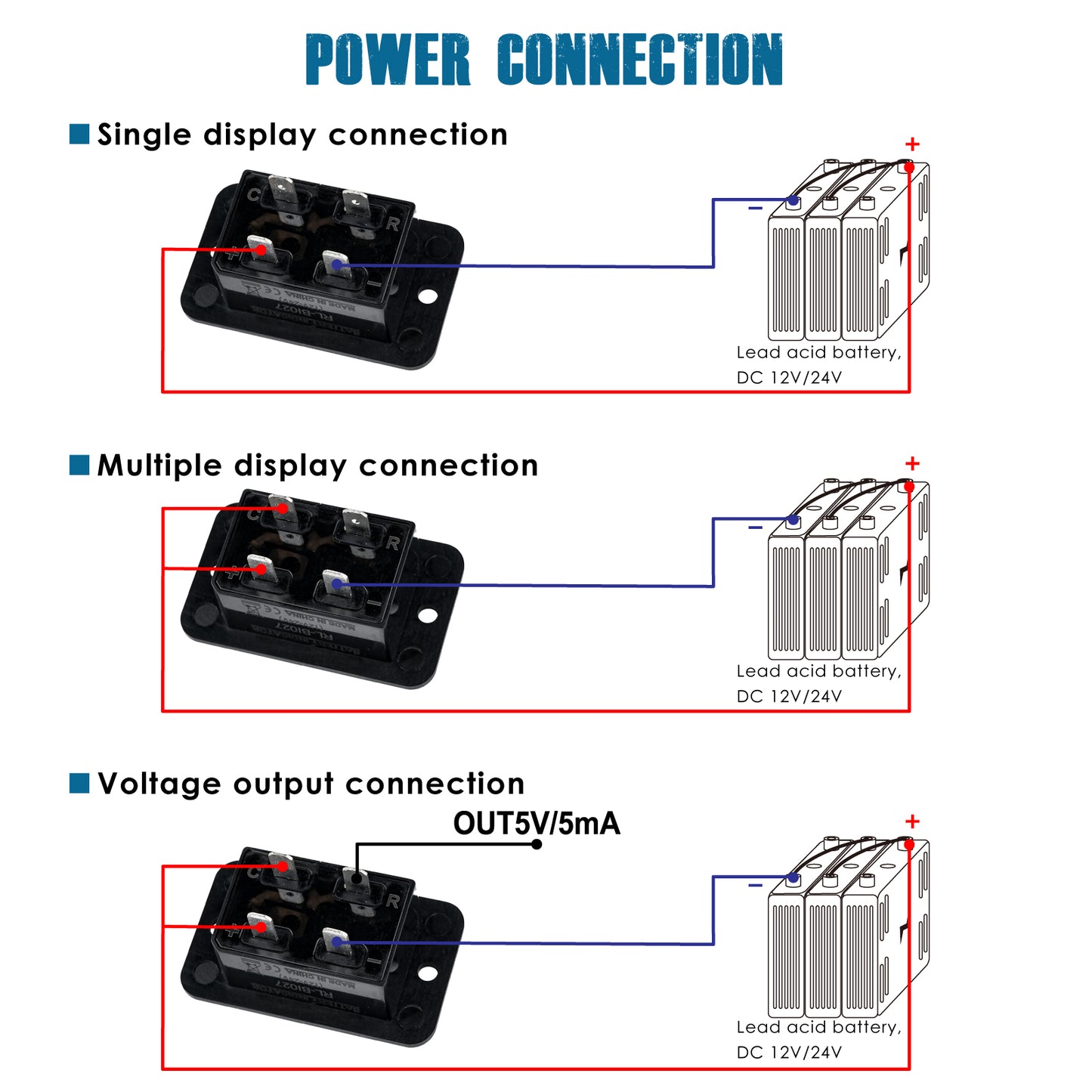 Runleader LED Battery Level Monitor, Volt. 12V/ 24V 36V 48V, Charge and Discharge Display- Only Suitable for Lead Acid Battery, Works on Golf Club Car