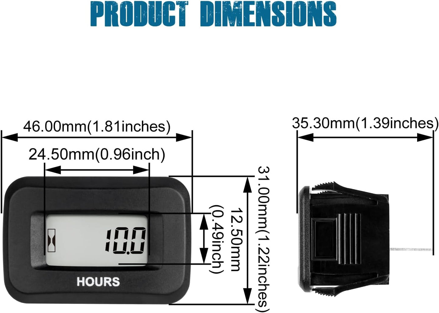 Runleader RL-HM057AD Digital Hours Counter,AC/DC 5V to 277V for Garden Tractor Generator Scooter Club Car Forklift Leaf Trimmer etc.