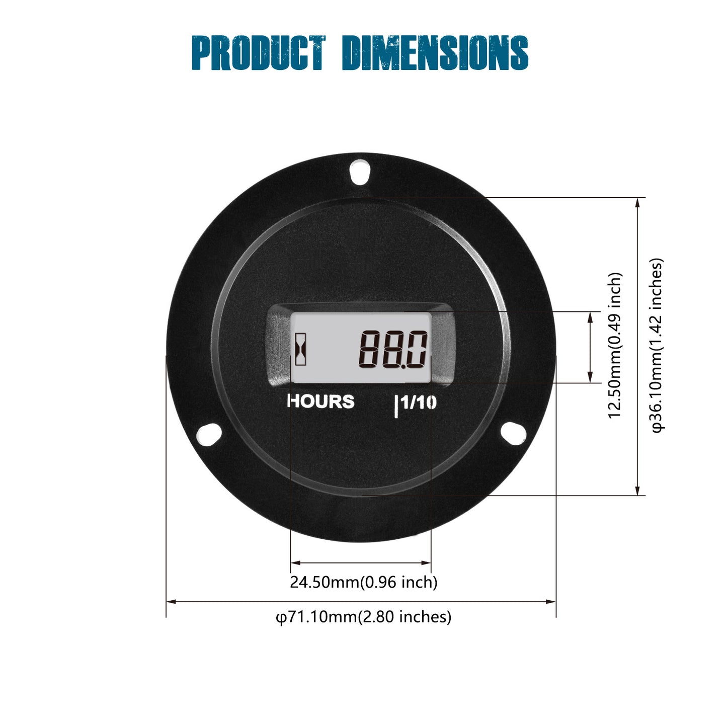 Runleader RL-HM065AD Digital LCD Hour Meter, AC/DC 5V to 277V,Maintenance Total Running Hours,Data Storage,Waterproof Design for Lawn Mower Generator Motorcycle Golf Cart Forklift Scrubber Machine.