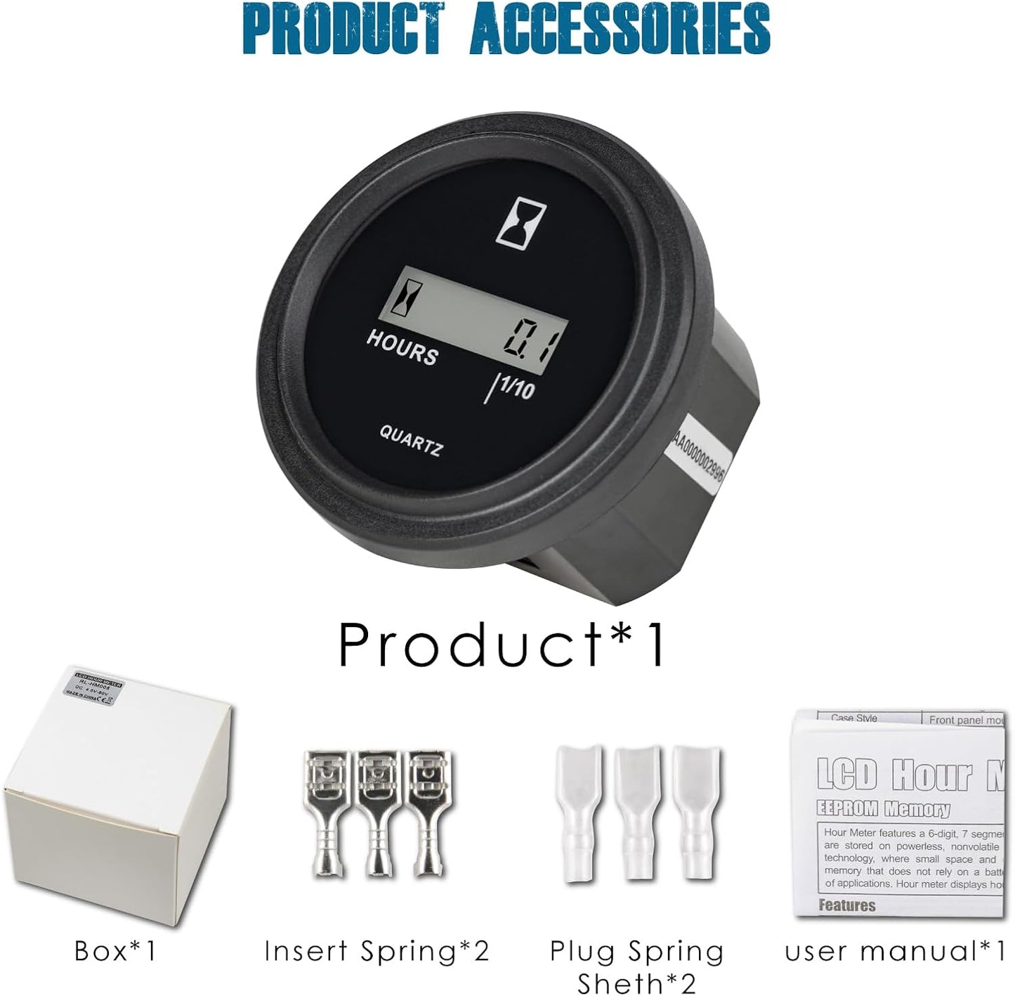 Runleader RL-HM005 LCD Hour Meter,AC 86V to 230V & DC 4.5V to 90V, Data Storage & Waterproof Design for Club Car Forklift Go-Kart Lawn Mower Sawmill etc