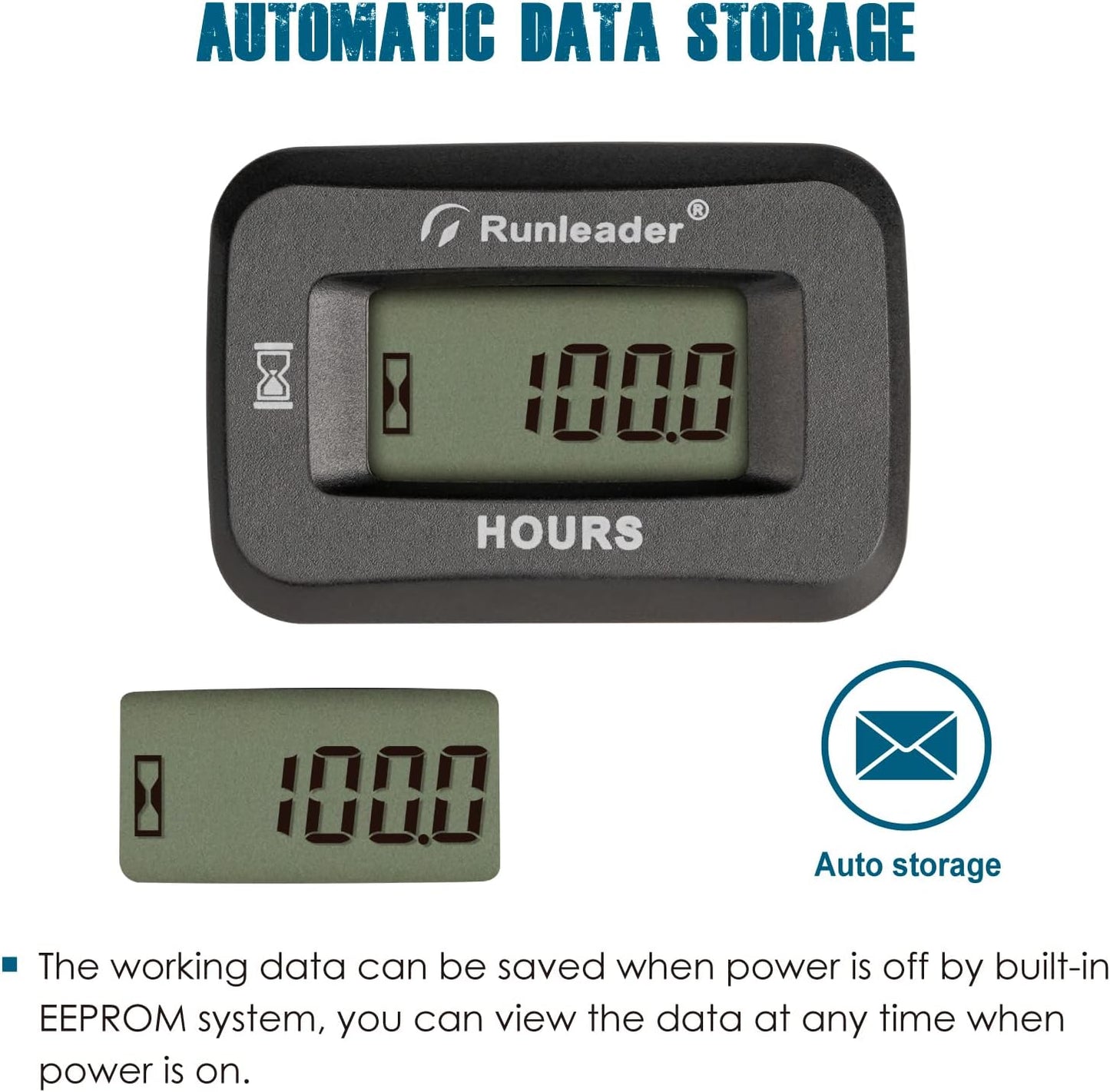 Runleader RL-HM057ADH-2 Digital Hours Counter,Volt.DC 5V to 60V, 50 Hours Maintenance Reminder for Garden Tractor Generator Compressor ATV Outboard Motor Golf Cart Forklift Snowblower.