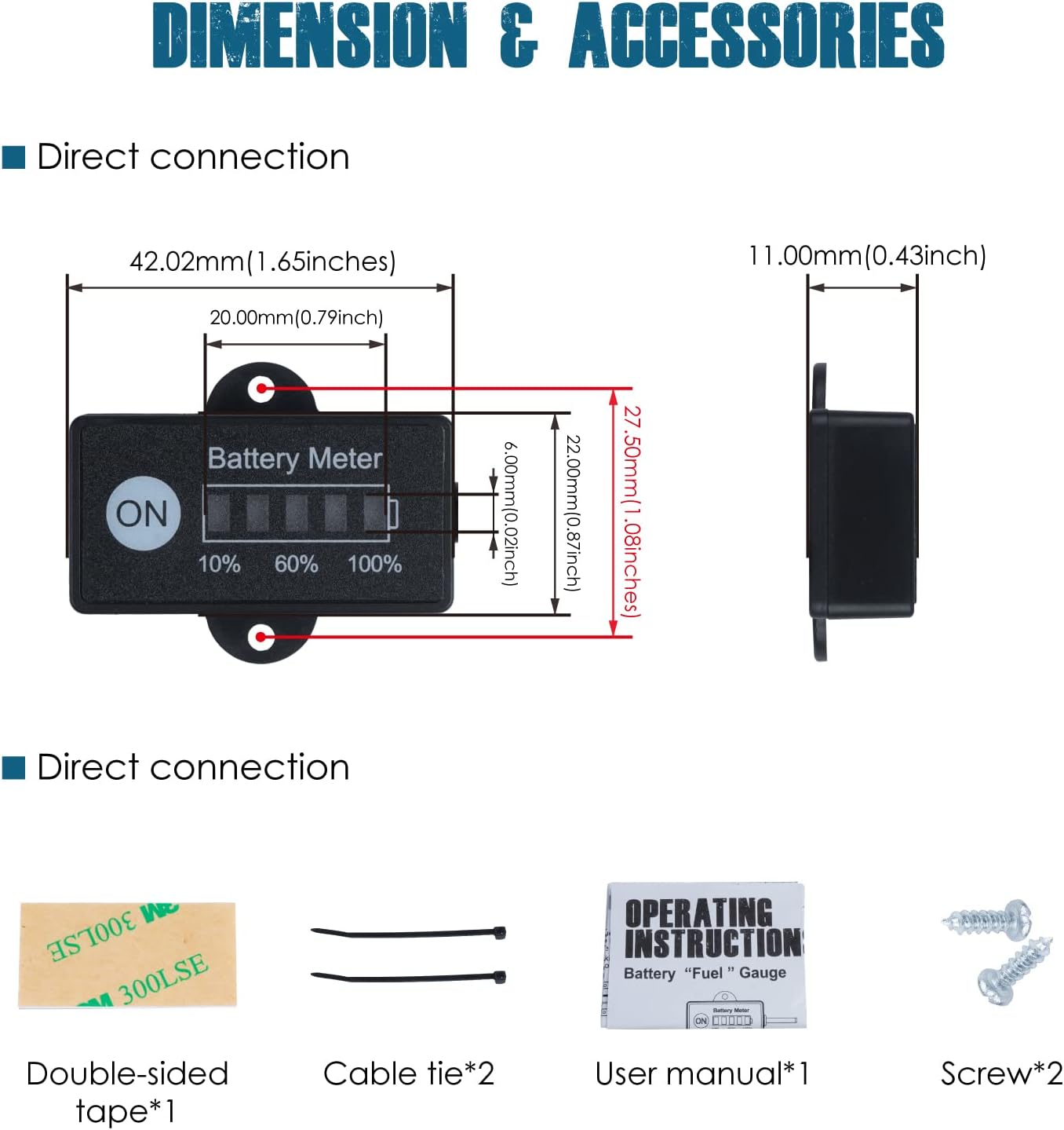 Runleader RL-BI005-LA LED Battery Fuel Gauge,DC12V/24V,Real-time Battery Capacity Display,Lead Acid Battery Applicable,Screen On/Off for Golf Cart Club Car Forklift Scrubber Machine Floor Care Equipment