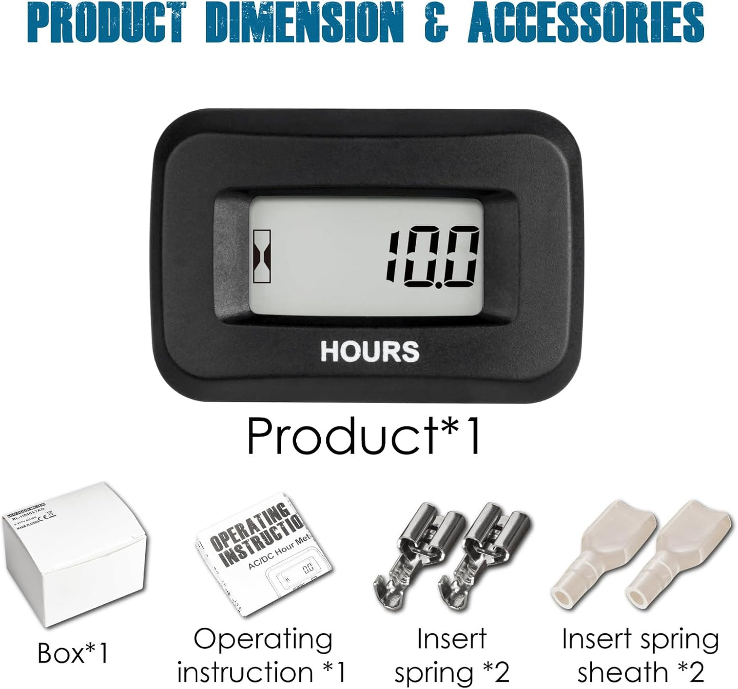 Runleader RL-HM057AD Digital Hours Counter,AC/DC 5V to 277V for Garden Tractor Generator Scooter Club Car Forklift Leaf Trimmer etc.