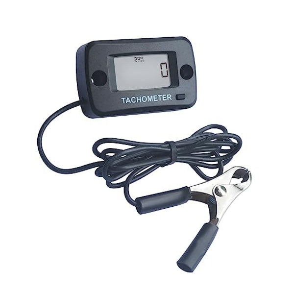 Runleader RL-HM019J Digital Tachometer with Alligator clip, Real-time RPM Max RPM Record Waterproof for Riding Lawn Mower Tractor Generator Marine Snowblower