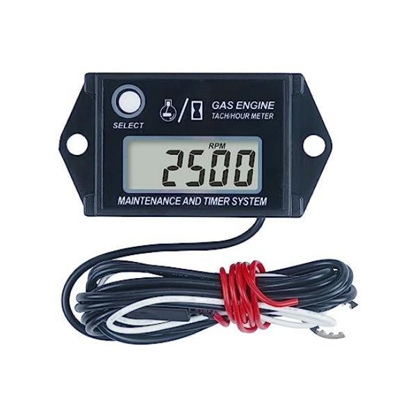 Runleader RL-HM026A Digital Hour Meter Tachometer Maintenance Reminde, Max RPM Recall Use for ZTR Lawn Mower Tractor Generator Marine Motor Motorcycle