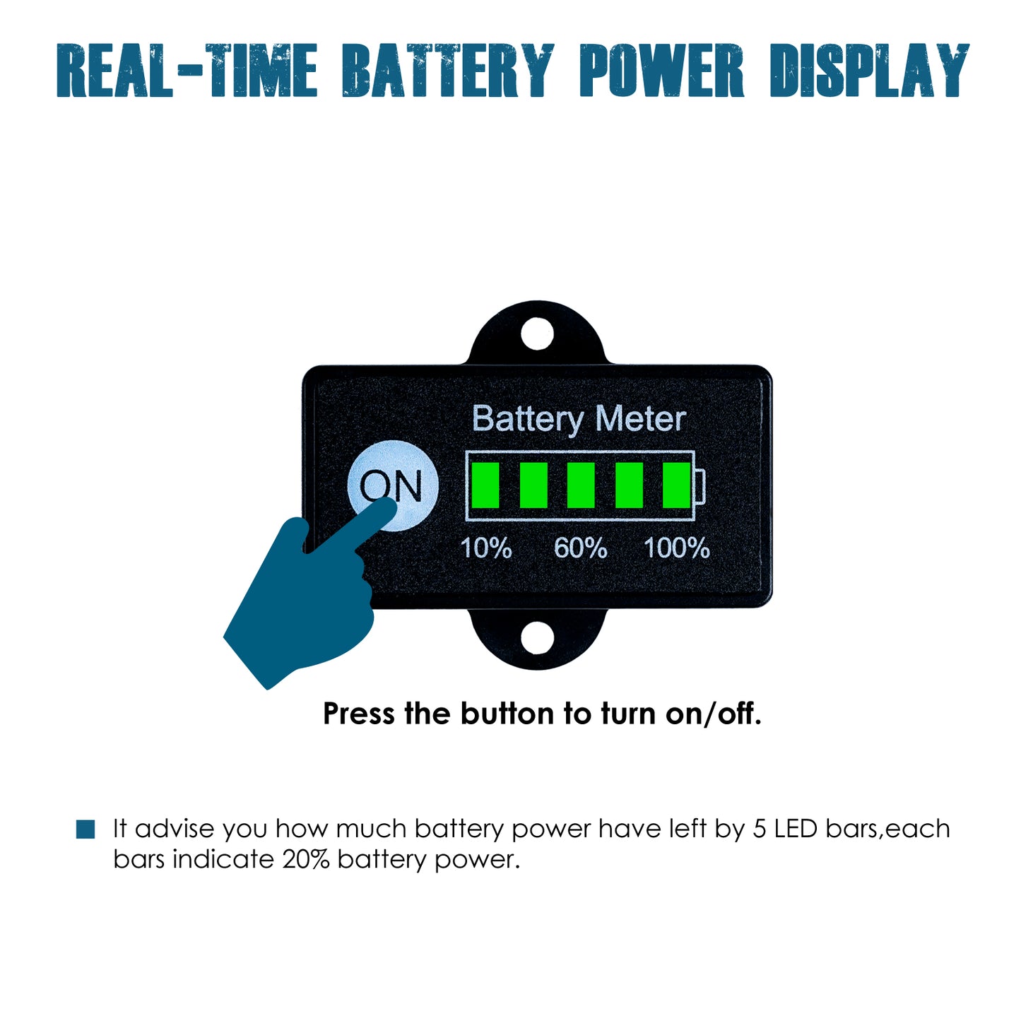 Runleader RL-BI005B DC 12V to 48V LED Mini Battery Power Indicator, Battery Charge Reminder, Applicable to Lead Acid LiFePO4 18650 Battery Powered Lawn Mower