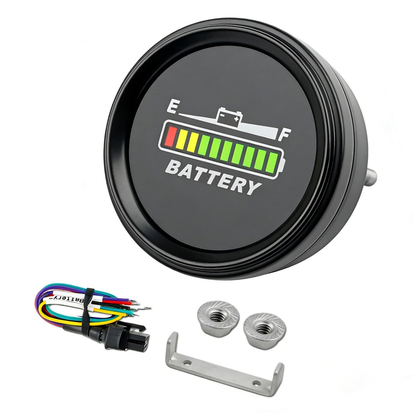 Runleader RL-BI069A DC12V 24V 36V 48V Mini Battery Indicator Volt Meter for Lead Acid LiFePO4 Lithium Battery Powered Golf Cart Forklift Lawn Mower Scrubber Machine Motorhome etc.
