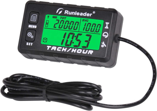 Runleader RL-HM058A Digital Self-Powered Hours Tachometer,Maintenance Reminder,Backlights Display, Replaceable Battery for Lawn Tractor Log Splitter Generator Compressor Motorcycle ATV Snowmobile.