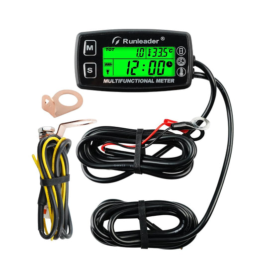 Runleader RL-HM035D Digital Engine Temp Gauge,Maintenance Hours Tachometer, Battery Replacement and DC 5V to 30V External Power Supply for Gasoline Engine Lawn Mower Generator Motorcycle ATV Snowmobile etc.