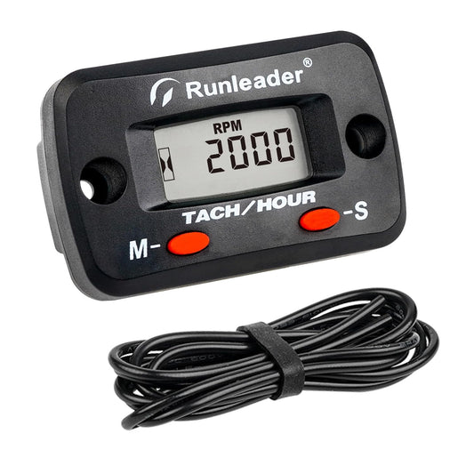 Runleader RL-HM068 Digital Tach/Hour Meter,Maintenance Reminder for Lawn Mower Generator Motorcycle ATV Outboard Motor Jetski Chainsaw etc