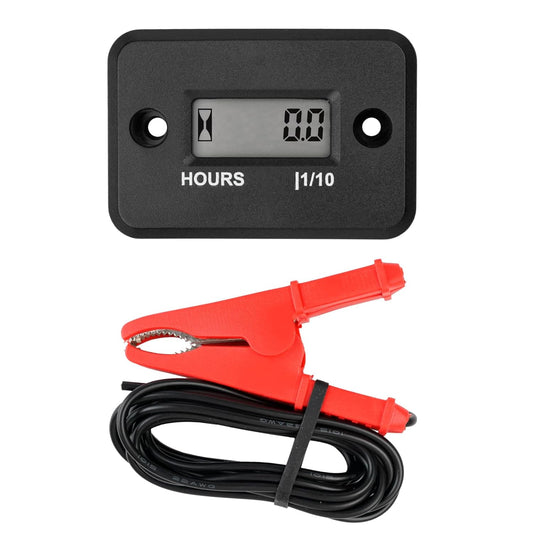 Runleader RL-HM006J Digital Hour Meter with Alligator Clip for Maintenance, Works on Lawn Mower Generator Outboard Motor ATV Motorcycle etc.