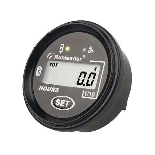 Runleader RL-HM069D LCD Digital Bluetooth Communication Hour Meter,Voltage.AC 8V to 50V/DC 8V to 65V,Multiple Maintenance Reminders,Waterproof Design for Lawn Mower Tractor Boat Snowmobile Scrubber Machine.