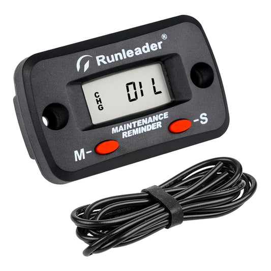 Runleader RL-HM068G Digital Maintenance Hours Tachometer for Lawn Mower Generator Motorcycle ATV Outboard Motor Jetski Chainsaw etc.