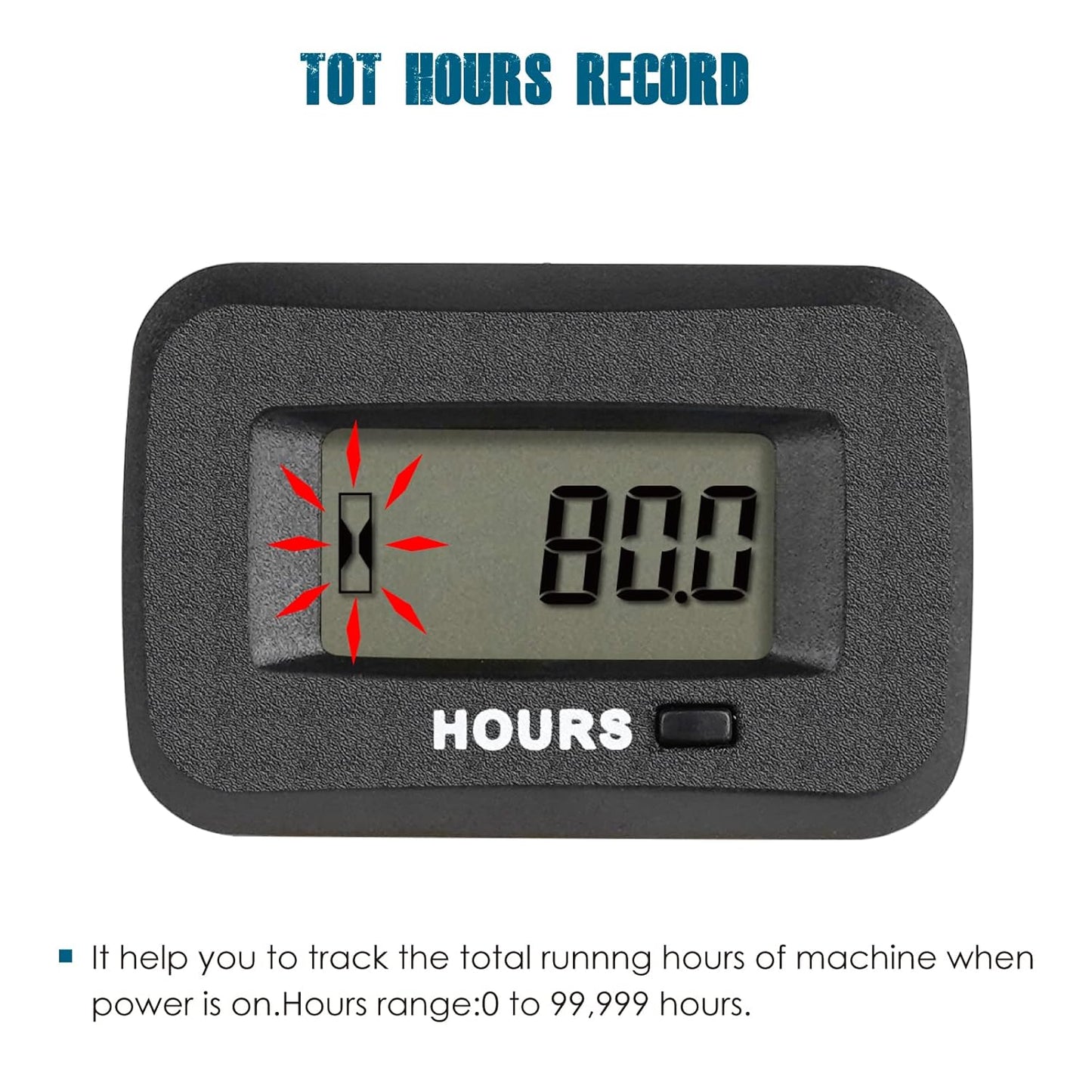 Runleader RL-HM038AGH1 Digital Maintenance Hours Counter,Volt. 5V to 277V for Small Gas Engine,Works on Garden Tractor Golf Cart Forklift Scrubber Machine Generator Compressor Dirt Bike Motorcycle Snowmobile