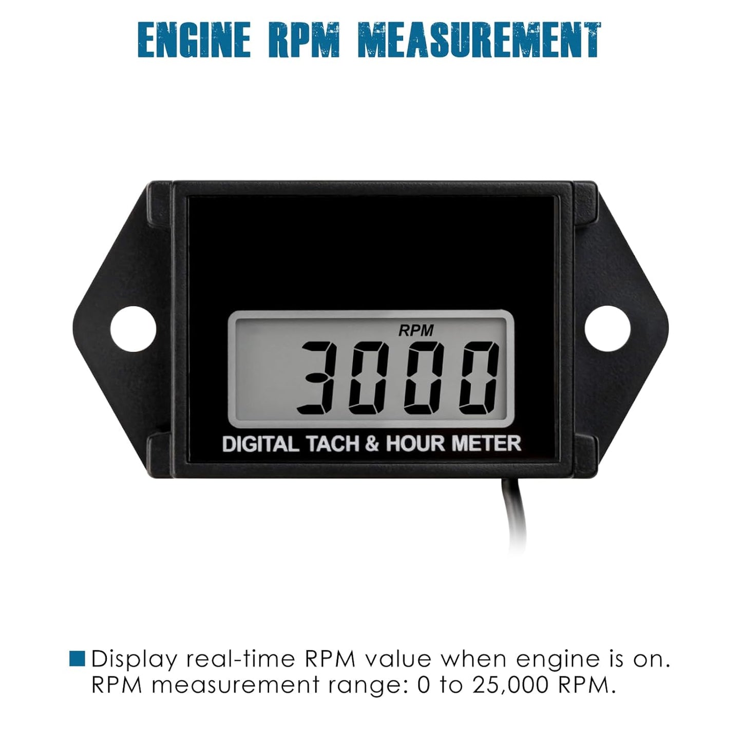 Runleader RL-HM026B Digital Hours Tachometer,Waterproof Design for Gasoline Powered Lawn Mower Generator Motorcycle Outboard Motor Chainsaw etc.