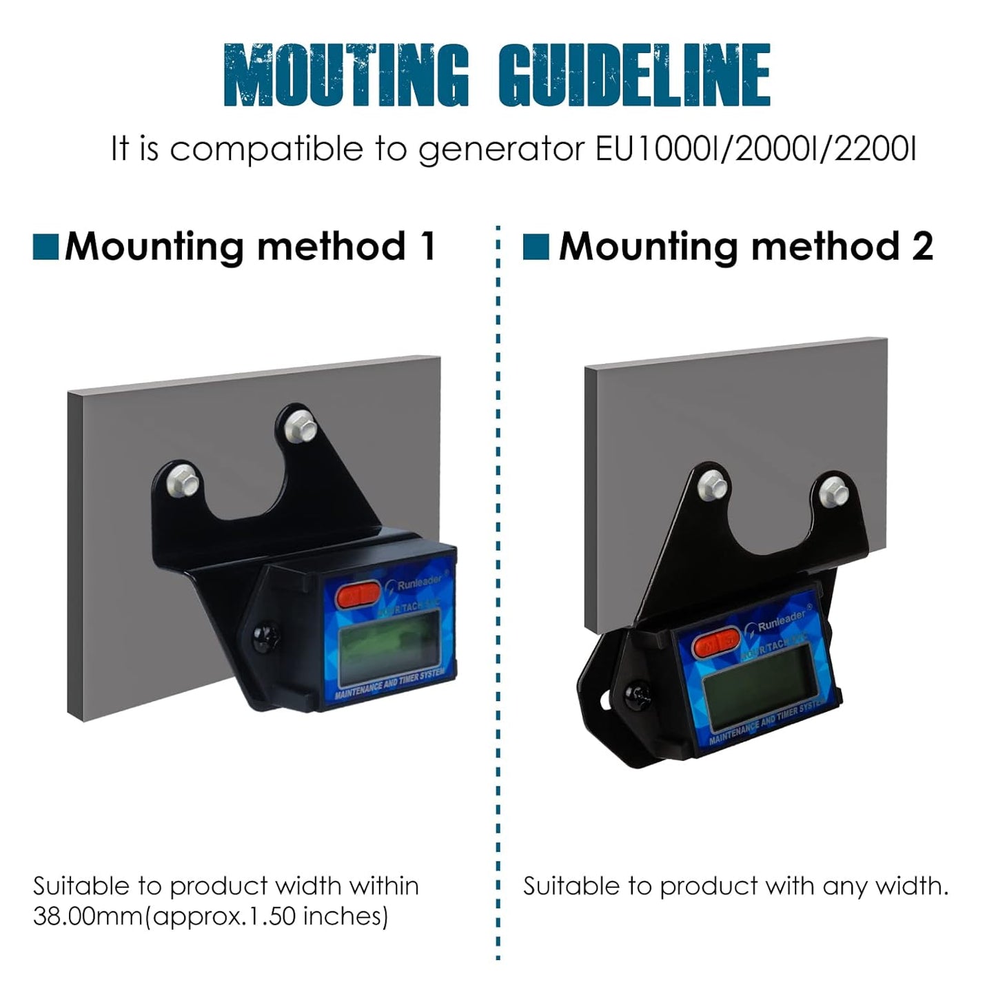 Runleader RL-BT015A Hour Meter Tachometer Mounting Bracket, Universal Stable Alloy Steel,No Drilling Installation Design,Compatible Use on Generator EU1000I EU2000I EU2200I.