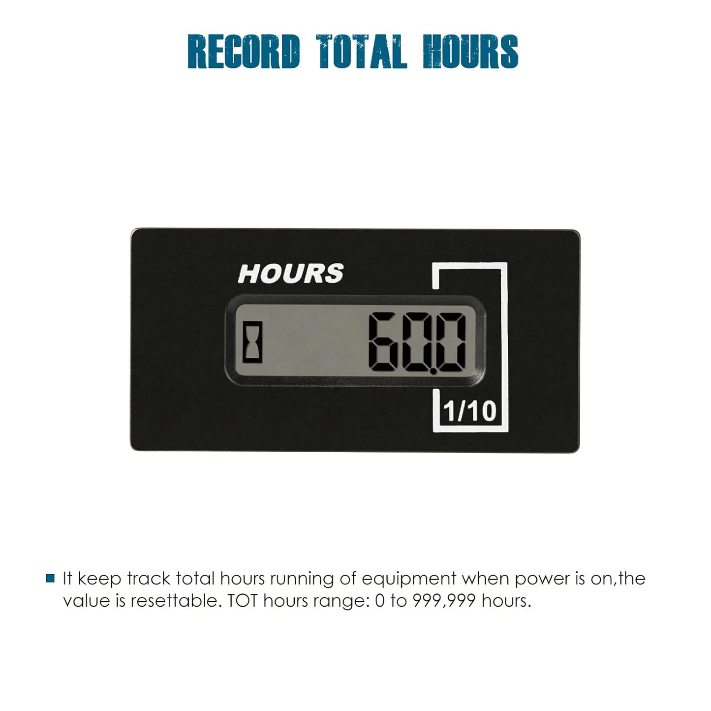Runleader RL-HM037B Maintenace Hour Meter Works on AC and DC Powered Machine Lawn Mower Tractor Forklift Go-kart etc.