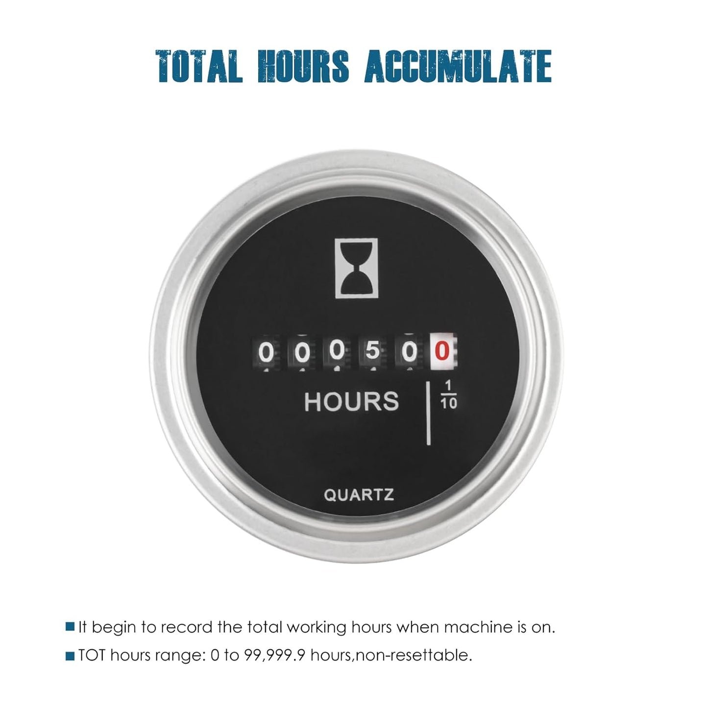 Runleader RL-HM009-SL Mechanical Hour Meter, DC 6V to 80V for Lawn Mower Golf Cart Boat Forklift Motorhome Sawmil etc.