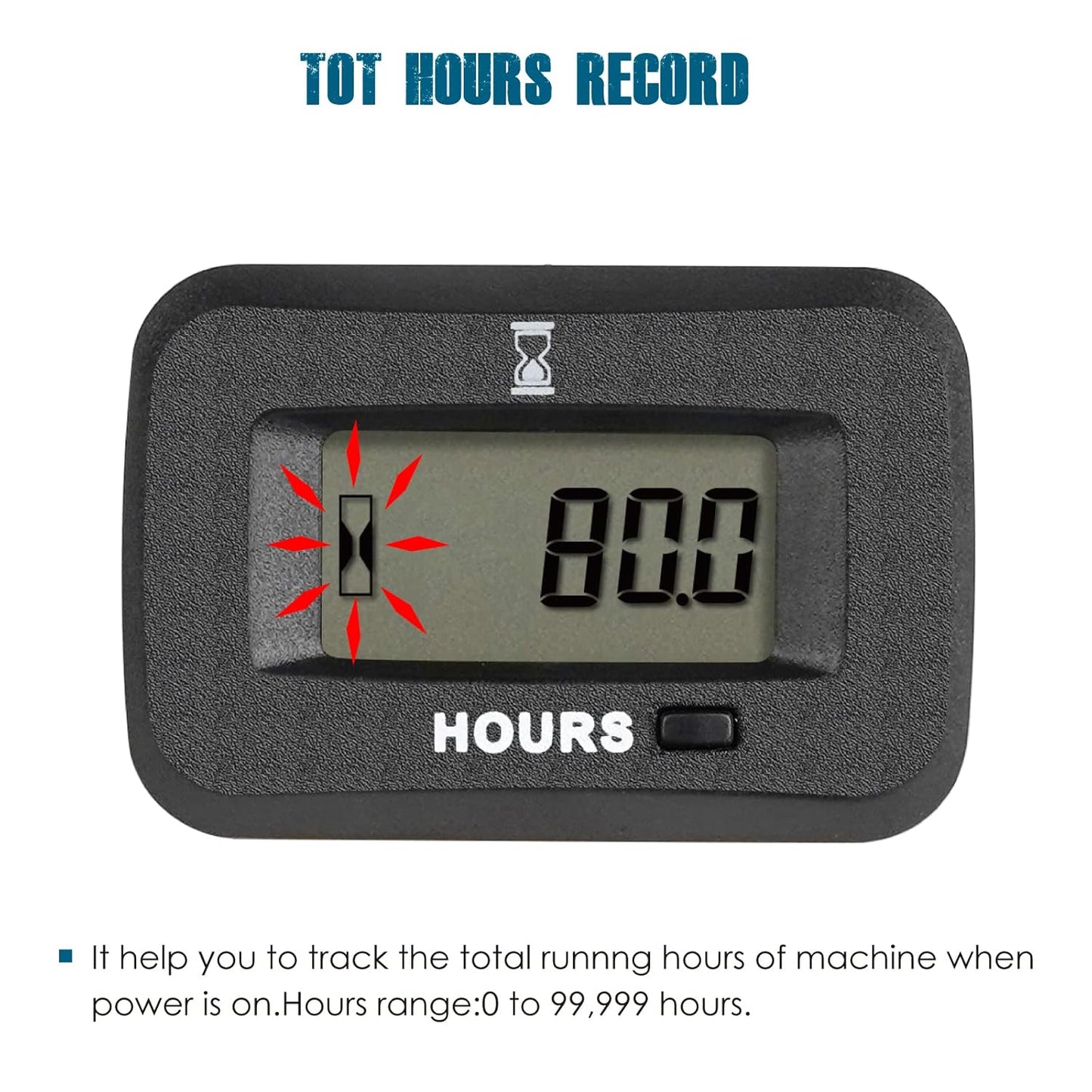 Runleader RL-HM038AGH2 Digital Maintenance Hours Counter,Volt. 5V to 277V for Small Gas Engine,Works on Garden Tractor Golf Cart Forklift Scrubber Machine Generator Compressor Dirt Bike Motorcycle Snowmobile