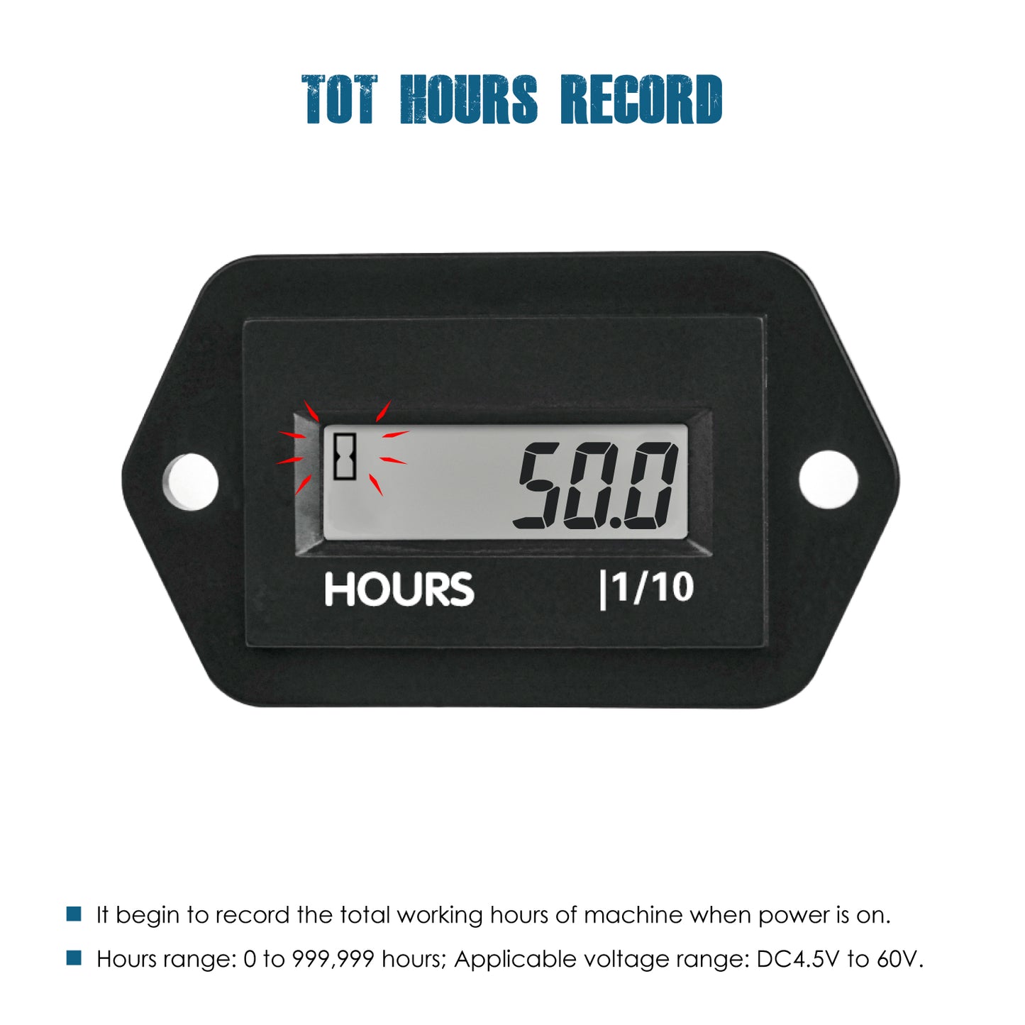 Runleader RL-HM008B Hour Meter, Working Data Storage, Waterproof Design for Garden Tractor Forklift Motorhome Snowmobile etc.