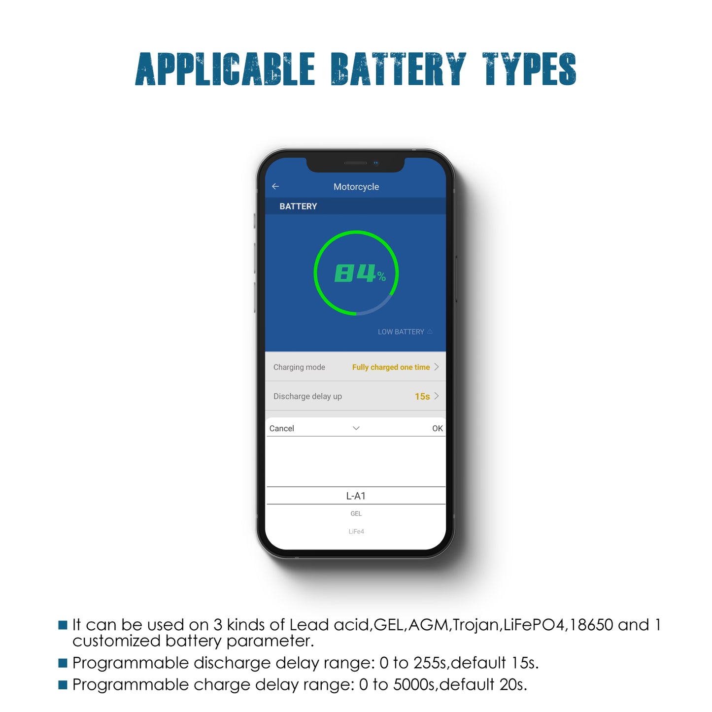 Runleader 12V to 48V Battery Indicator Data Remote Bluetooth Manage for Lead Acid Batteries Voltage & Low Battery Alert