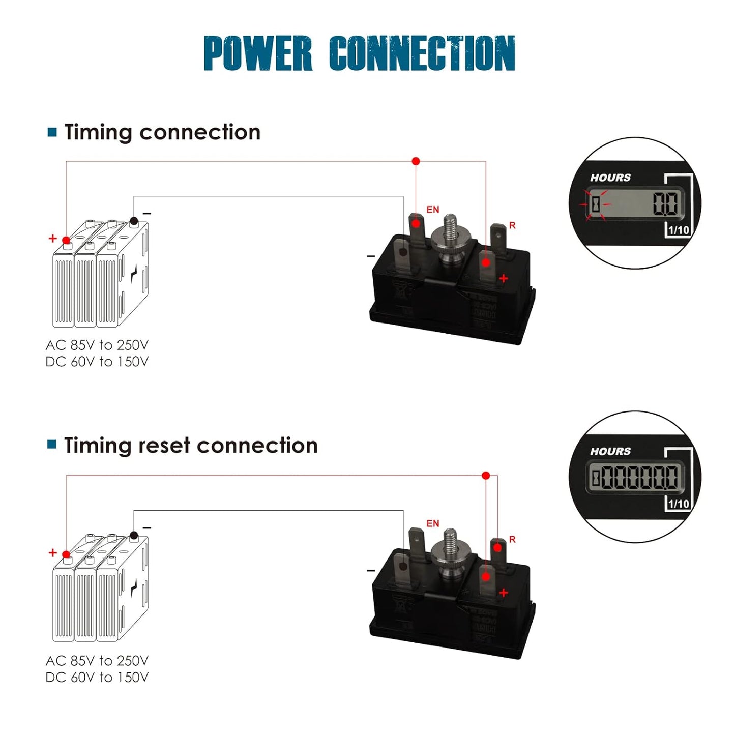 Runleader RL-HM037B Maintenace Hour Meter Works on AC and DC Powered Machine Lawn Mower Tractor Forklift Go-kart etc.