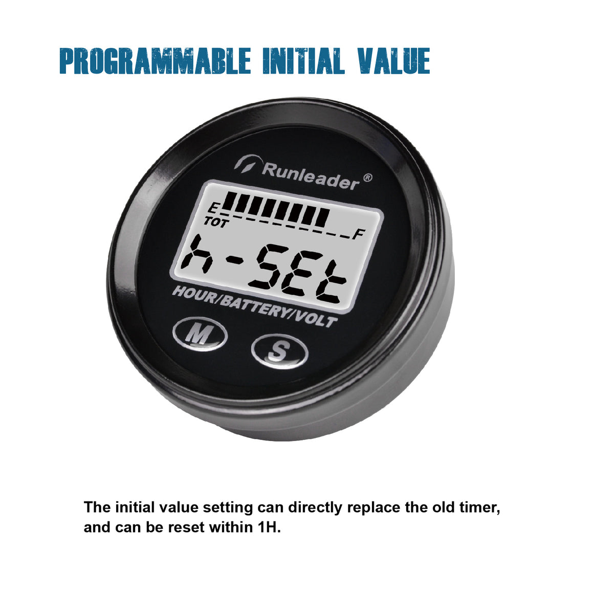 Runleader RL-BI025B Battery Monitor Hour Meter Voltmeter Backlight Wat