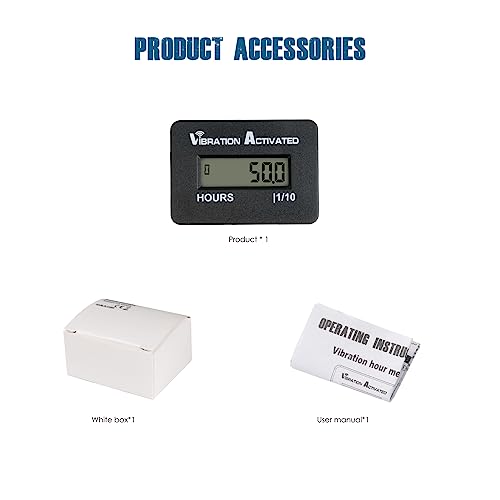 Runleader Digital Wilress Vibration Activated Hour Meter, Accelerate Sensor Design, Snap-in Mounting, Applicable to All Types of Lawn Mower Generator