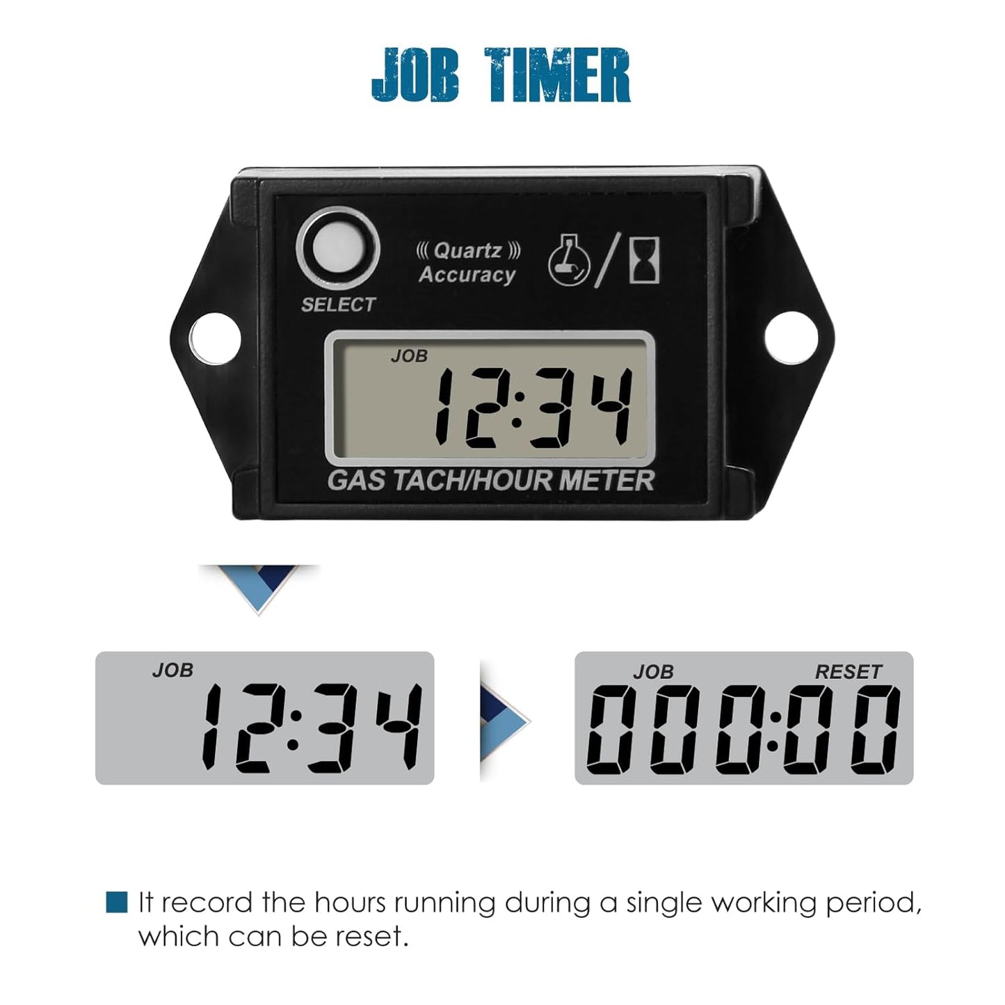 Runleader RL-HM026 Digital Maintenance Hours Tachometer, Waterproof Design for Lawn Mower Generator Motorcycle ATV Outboard Motor Boat Chainsaw etc.