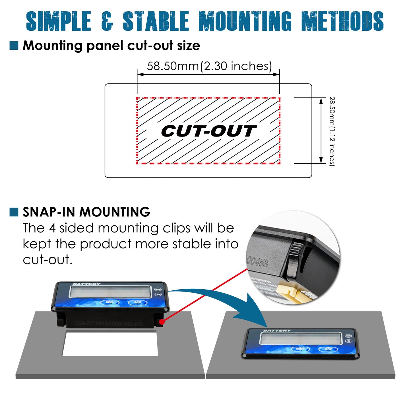 Runleader RL-BI050A DC12V 24V 36V 48V Mini Battery Indicator Volt Meter for Lead Acid LiFePO4 Lithium Battery Powered Golf Cart Forklift Lawn Mower Scrubber Machine Motorhome etc.