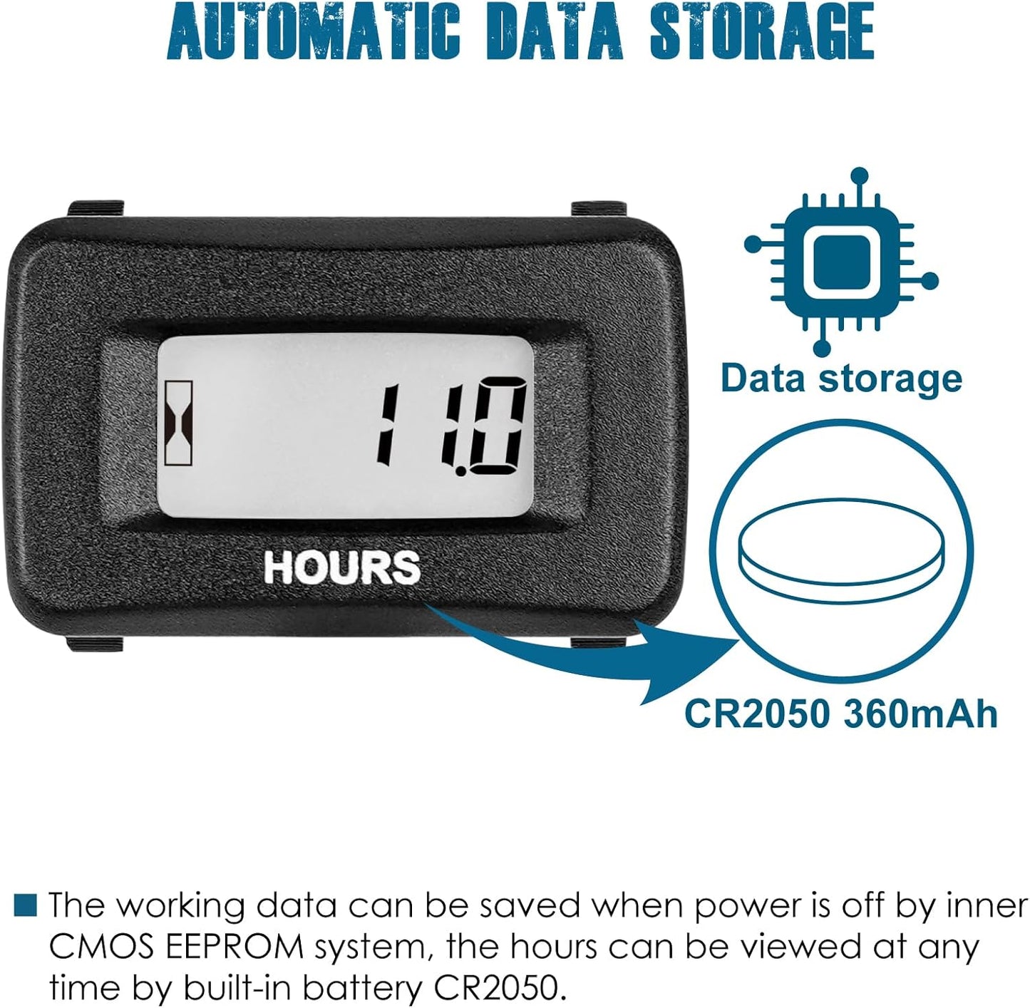 Runleader RL-HM055AD Digital Maintenance Hour Meter,AC/DC 5V to 277V for Garden Tractor Generator Scooter Club Car Forklift Leaf Trimmer etc