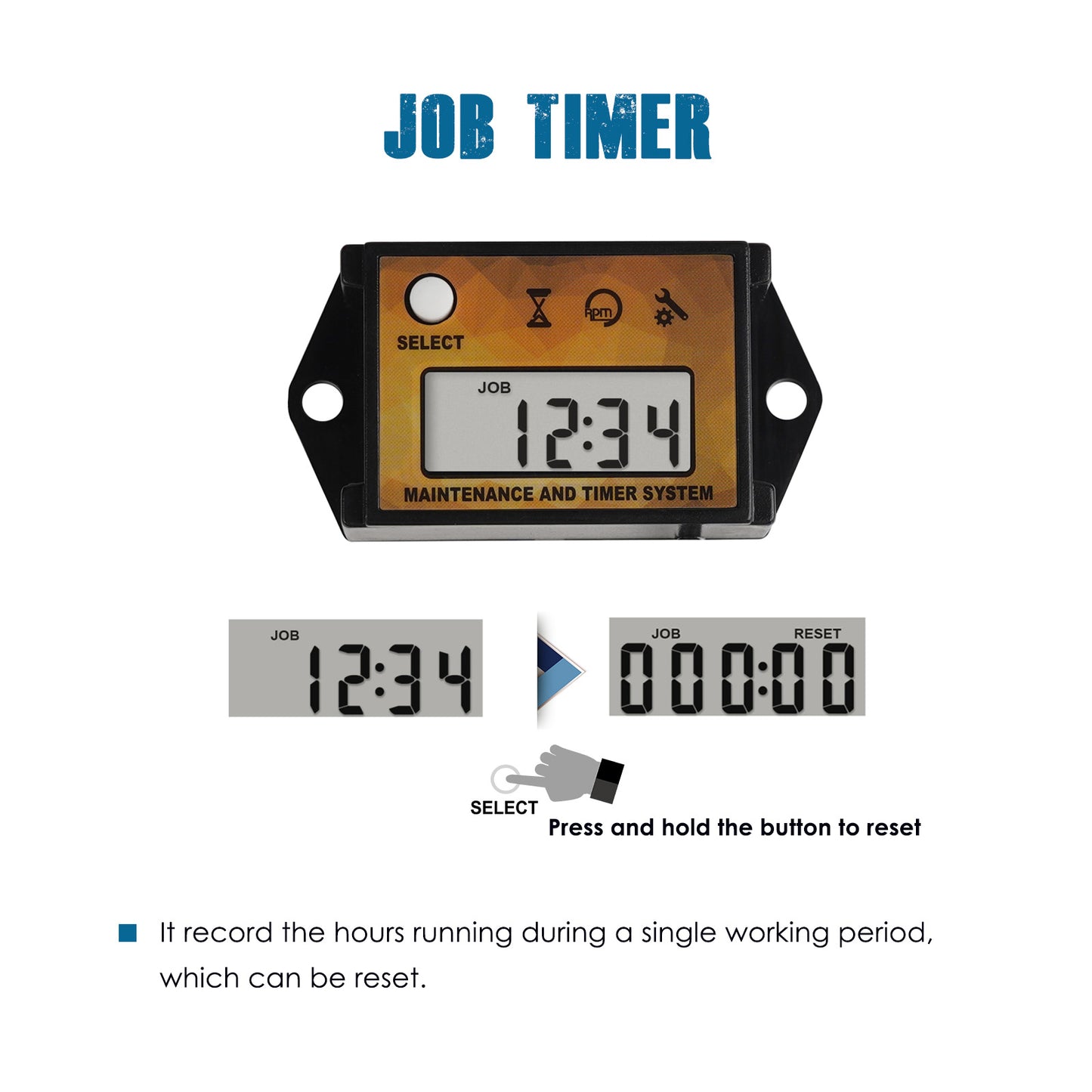 Runleader Small Engine Hour Meter, Digital Tachometer, Maintenance Reminder, Max RPM Recall User Shutdown for ZTR Lawn Mower Gas Powered Equipment