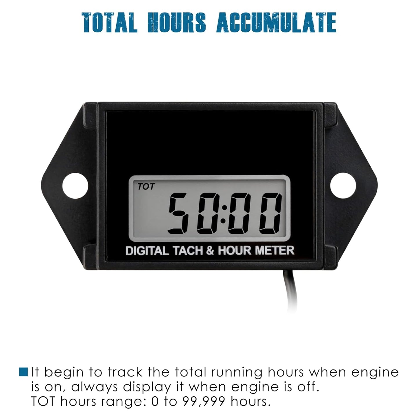 Runleader RL-HM026B Digital Hours Tachometer,Waterproof Design for Gasoline Powered Lawn Mower Generator Motorcycle Outboard Motor Chainsaw etc.